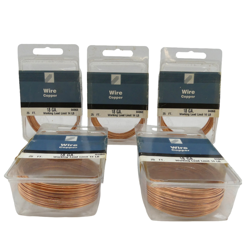 Lot of 5 Copper Wire 18 Gauge 25 Coil Craft Jewelry Electrical 14 lb Load